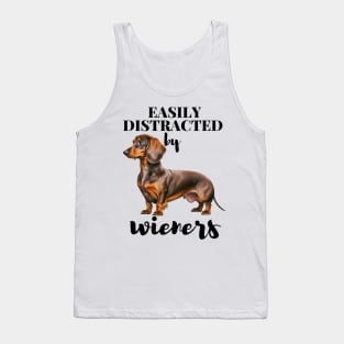 Easily Distracted By Wieners Dachshund Funny Weiner Dog Tank Top